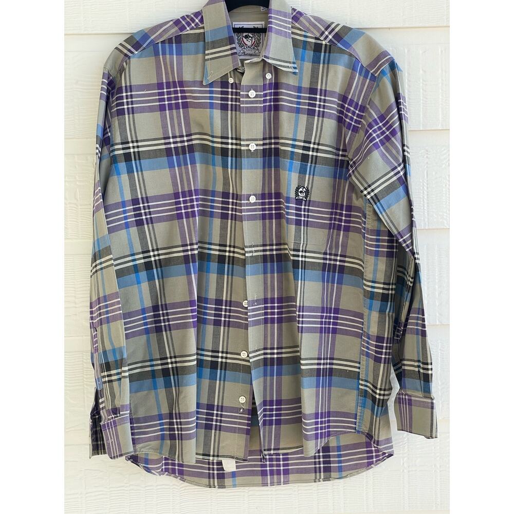 Cinch Men's Western shirt tan plaid M button up.